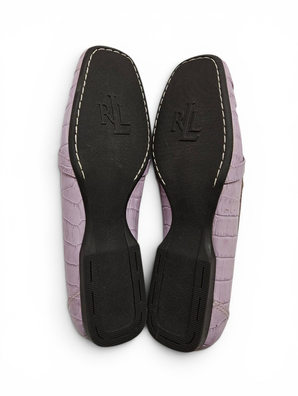 Lauren Ralph Lauren Margaret Leather Croc Embossed Loafer In Lilac Purple Size 8 - Picture 12 of 12